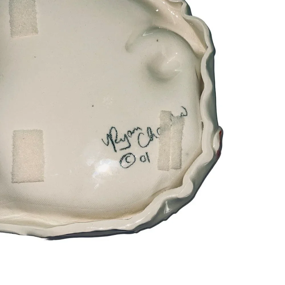 Ryan Charles Platter Multicolor Hand Painted Ceramic Fish 2001
